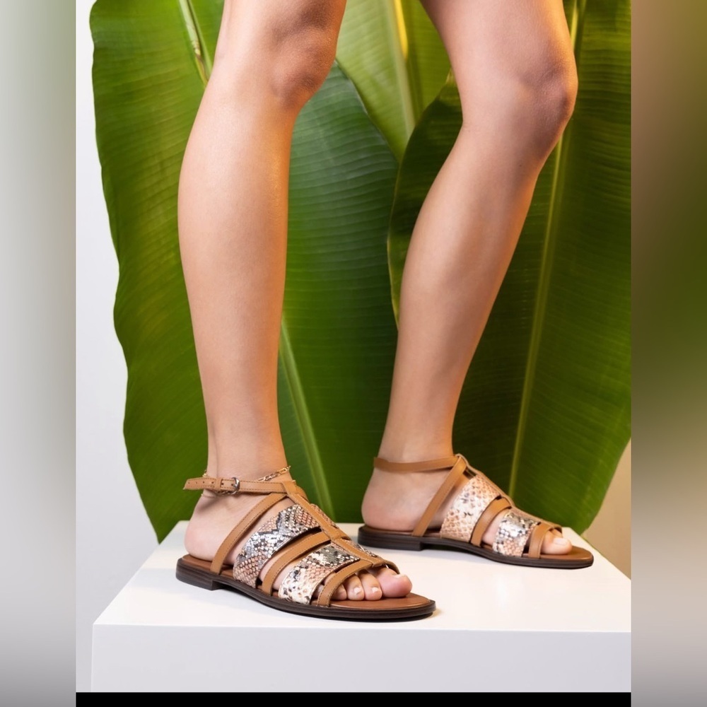 NATURALIZER Womens Brown Snake Print Fianna Leather sandals Size 9